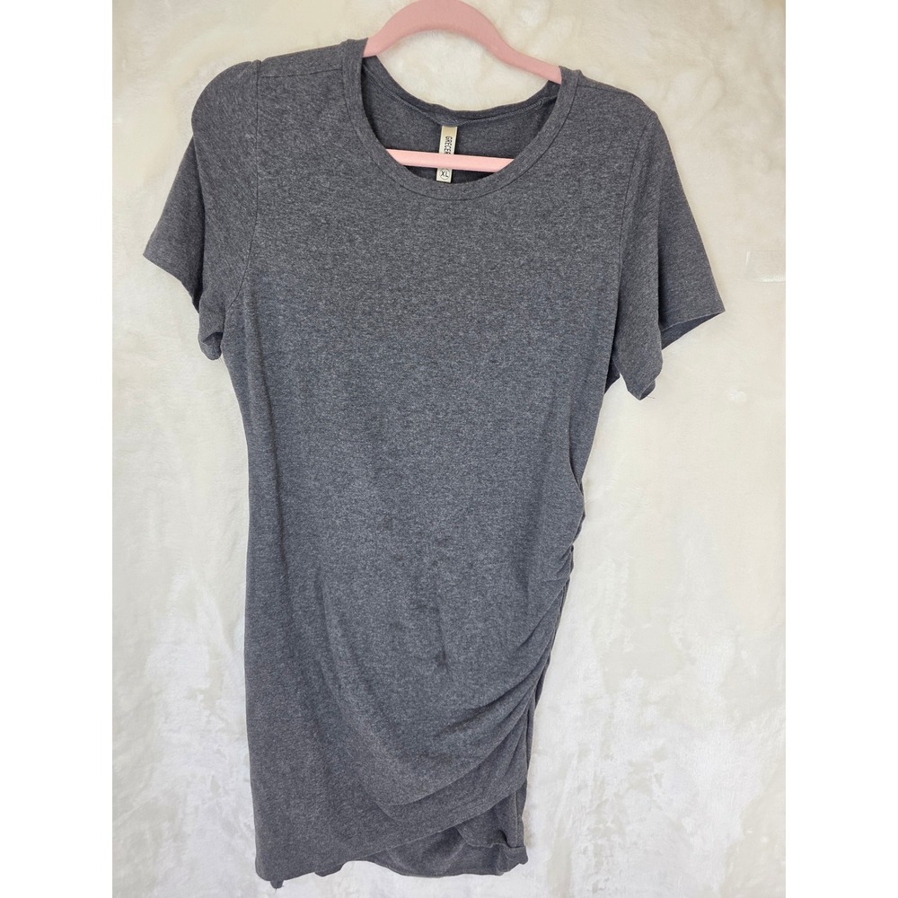 GreceRelle Womens XL Charcoal Grey Ruched Side Short Sleeve T-Shirt‎ Mini Dress